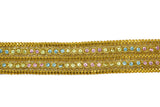 Metallic Sequins Trim Gold Multi-Colored 1.75"