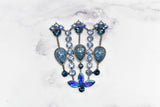 Rhinestone Metal Applique Buckle Set Blue