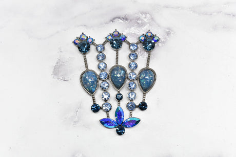 Rhinestone Metal Applique Buckle Set Blue