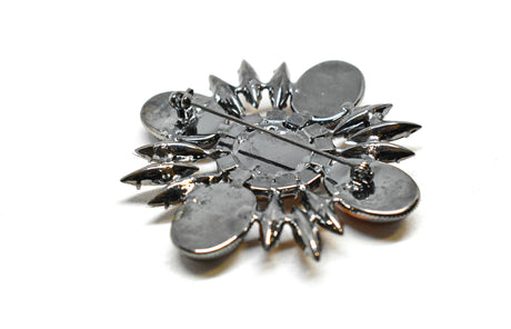 Rhinestone Brooch Orange Floral 2.50"