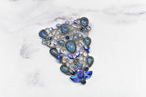 Rhinestone Metal Applique Buckle Set Blue