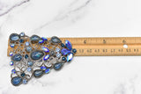 Rhinestone Metal Applique Buckle Set Blue