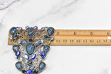 Rhinestone Metal Applique Buckle Set Blue