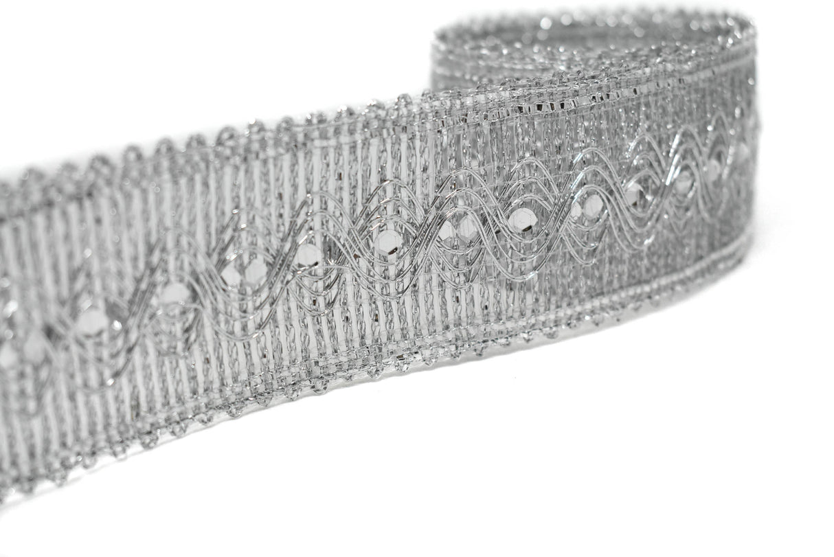 Sequins Metallic Trim 1.75" Gold Silver