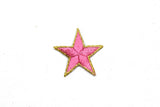 Embroidered Star Appliques Pink Iron-On