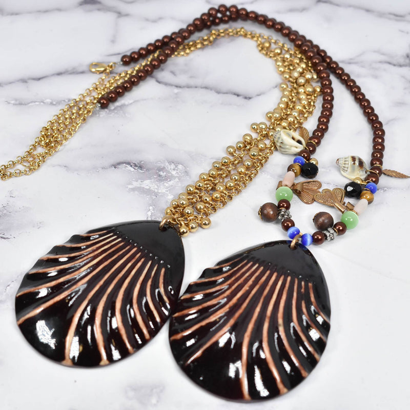 Shell Necklace Flower Bracelet Set