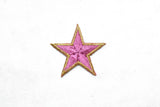 Embroidered Star Appliques Pink Iron-On