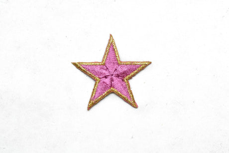 Embroidered Star Appliques Pink Iron-On