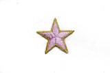 Embroidered Star Appliques Pink Iron-On