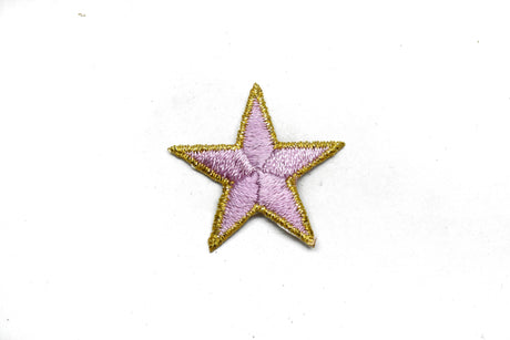 Embroidered Star Appliques Pink Iron-On