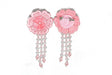 Flower Applique Pink Beaded Pin Back 2 x 4