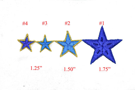 Embroidered Star Appliques Blue Iron-On Patch