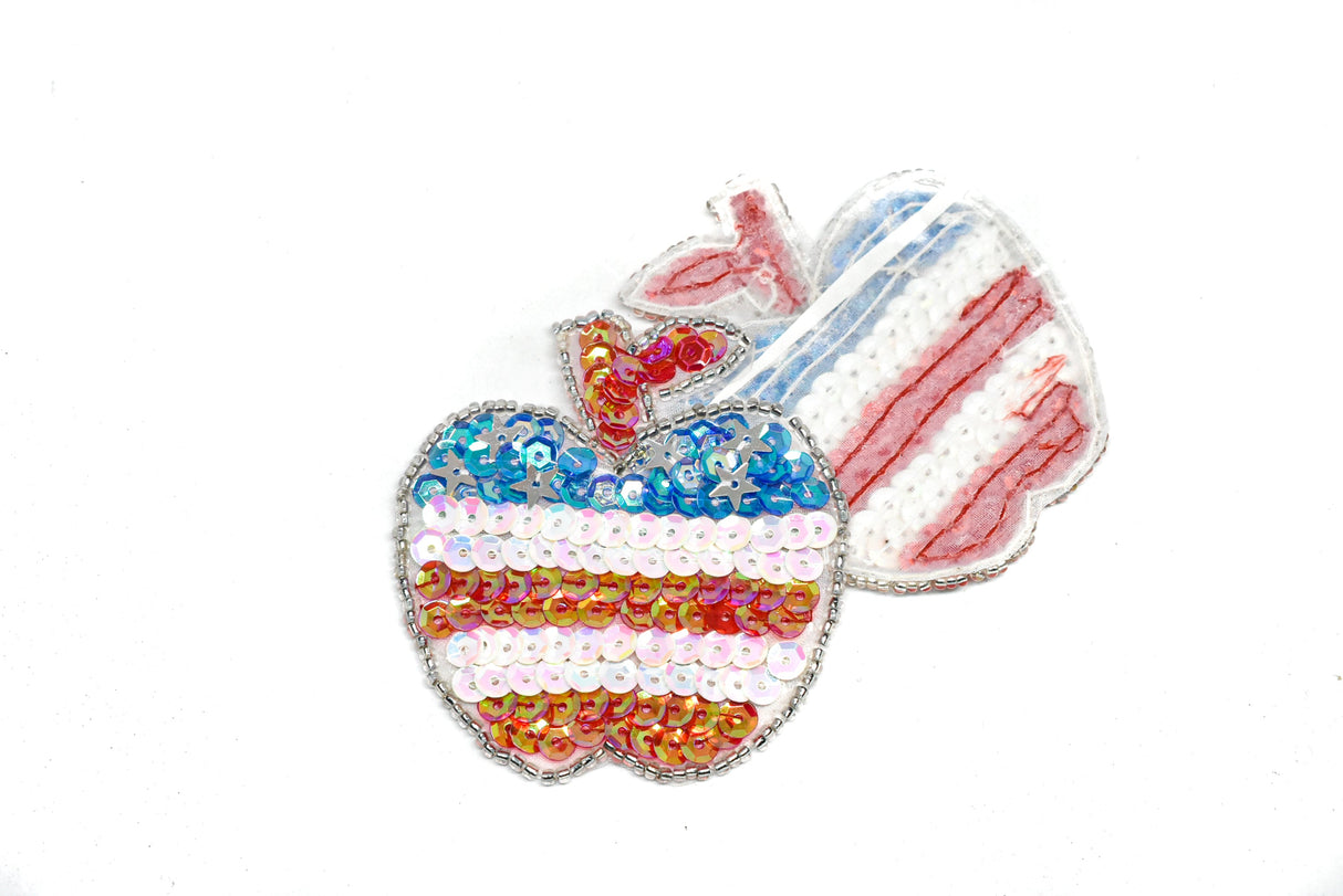 Sequins Apple Patch American Flag 2.5"