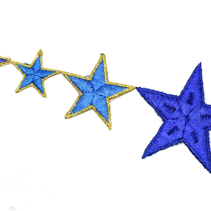Embroidered Star Appliques Blue Iron-On Patch