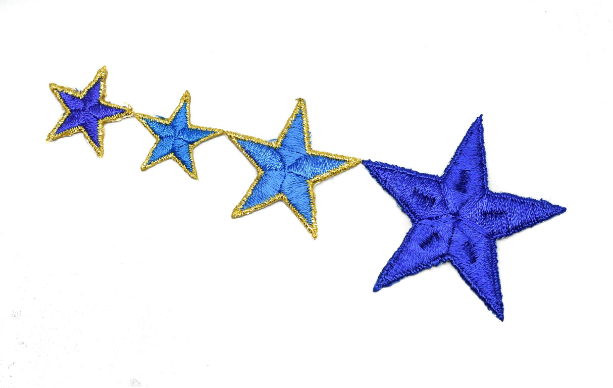 Embroidered Star Appliques Blue Iron-On Patch