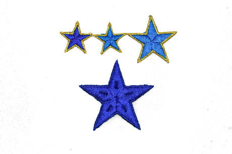 Embroidered Star Appliques Blue Iron-On Patch