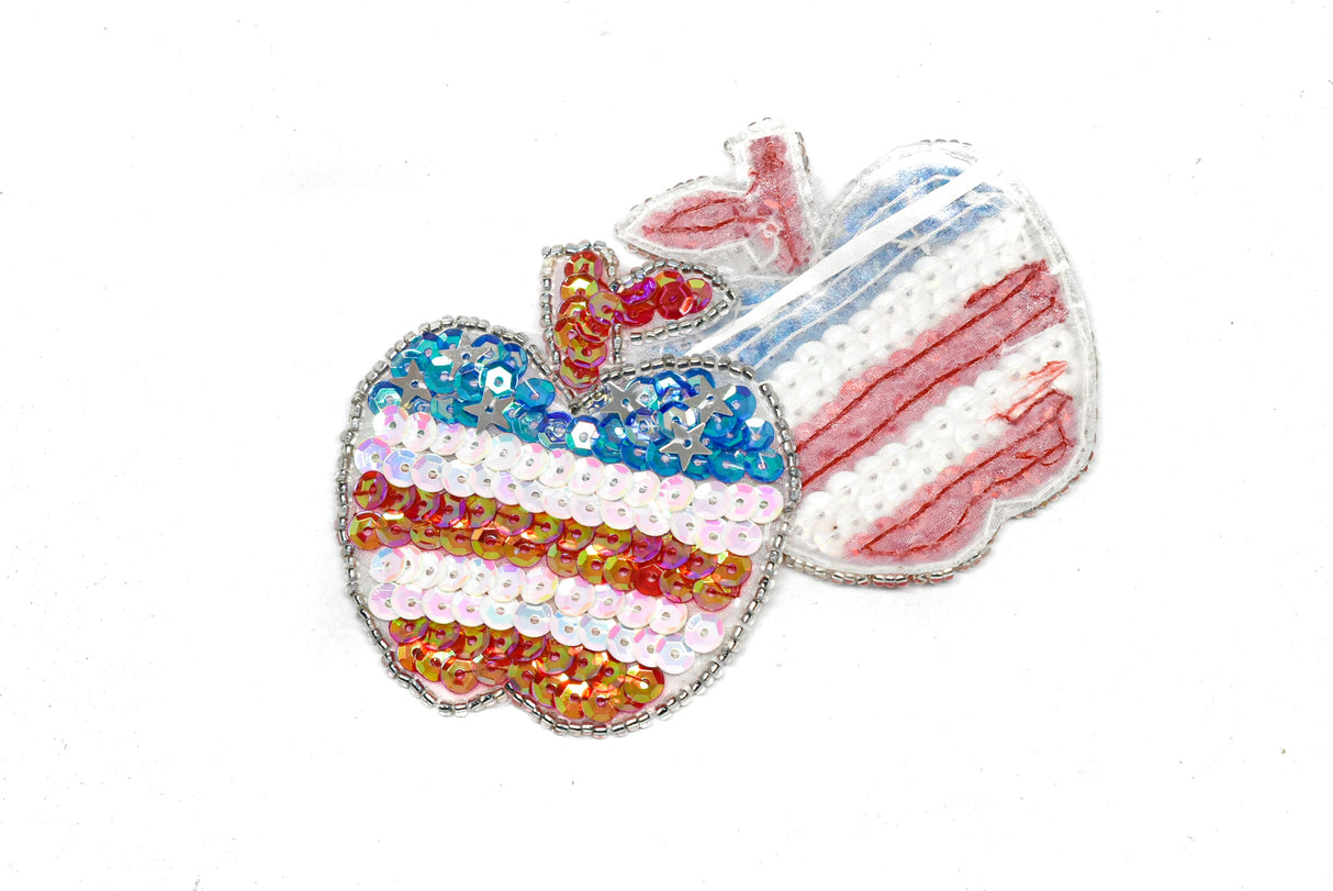 Sequins Apple Patch American Flag 2.5"