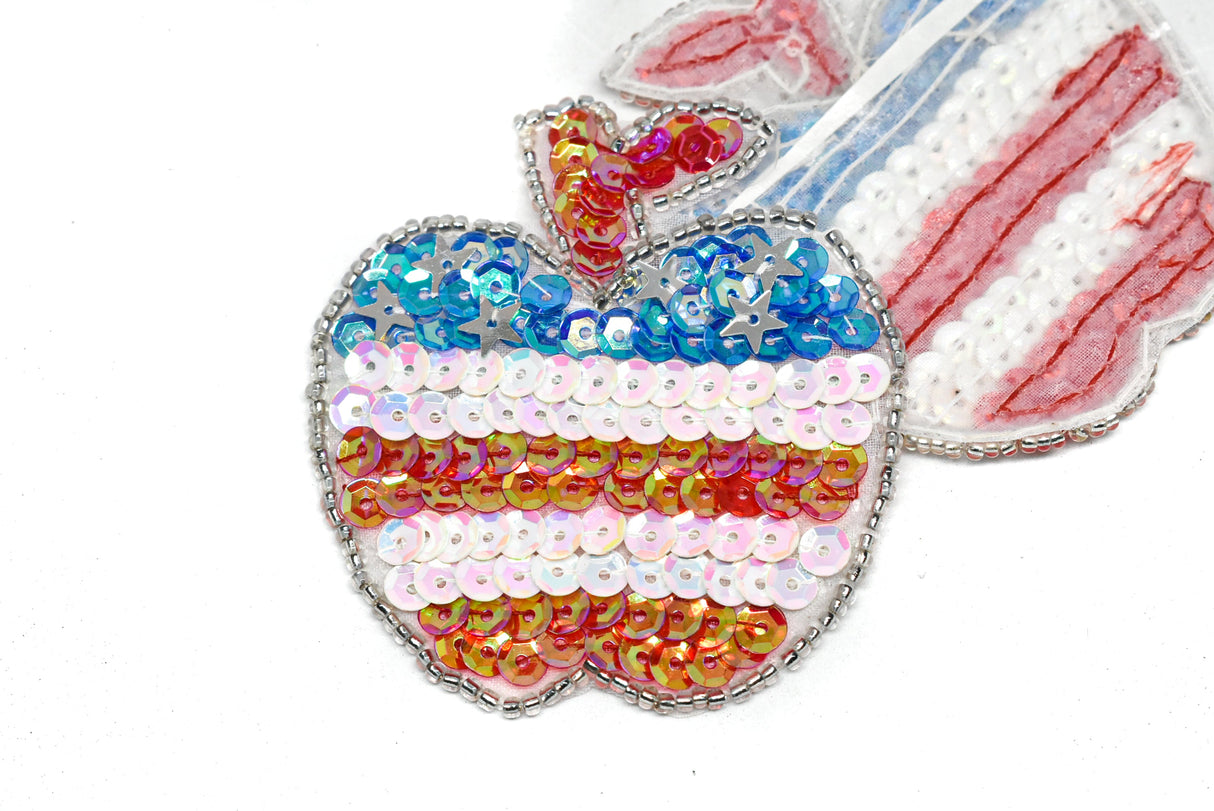 Sequins Apple Patch American Flag 2.5"