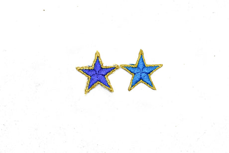 Embroidered Star Appliques Blue Iron-On Patch
