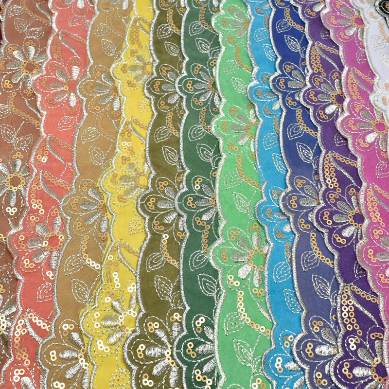 Jacquard Ribbon Floral Sequins 2.13in