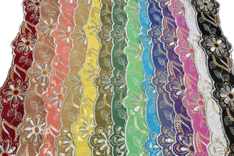 Jacquard Ribbon Floral Sequins 2.13in