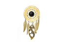 Metal Feather Leaf Pendant Gold Marble