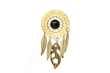Metal Feather Leaf Pendant Gold Marble
