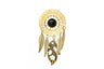 Metal Feather Leaf Pendant Gold Marble