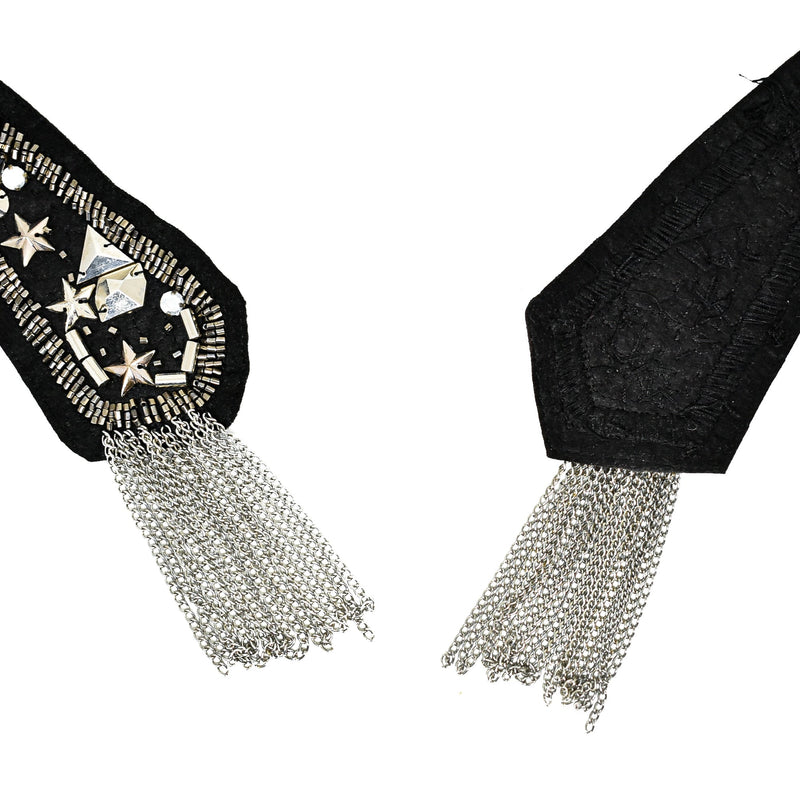 Rhinestone Studded Epaulets with Tassel
