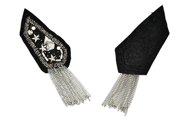 Rhinestone Studded Epaulets with Tassel
