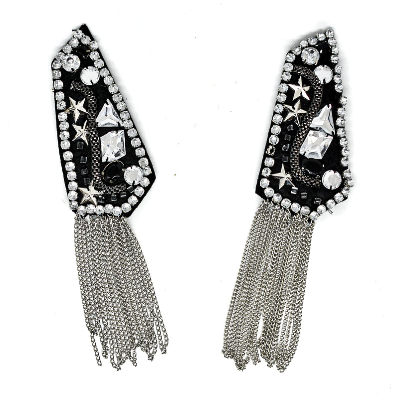Rhinestone Shoulder Pads with Tassel Chain