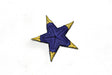 Embroidered Star Applique Blue Gold 2"