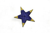 Embroidered Star Applique Blue Gold 2"