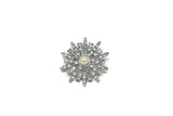 Rhinestone Brooch Pearl 1.50"