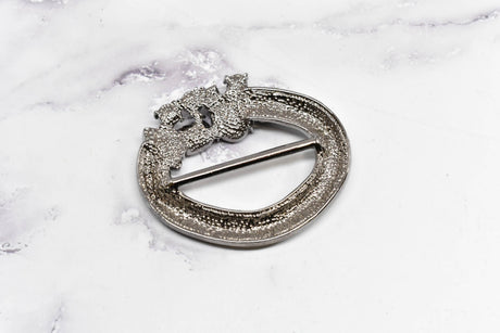 Rhinestone Buckle Slider Black Oval