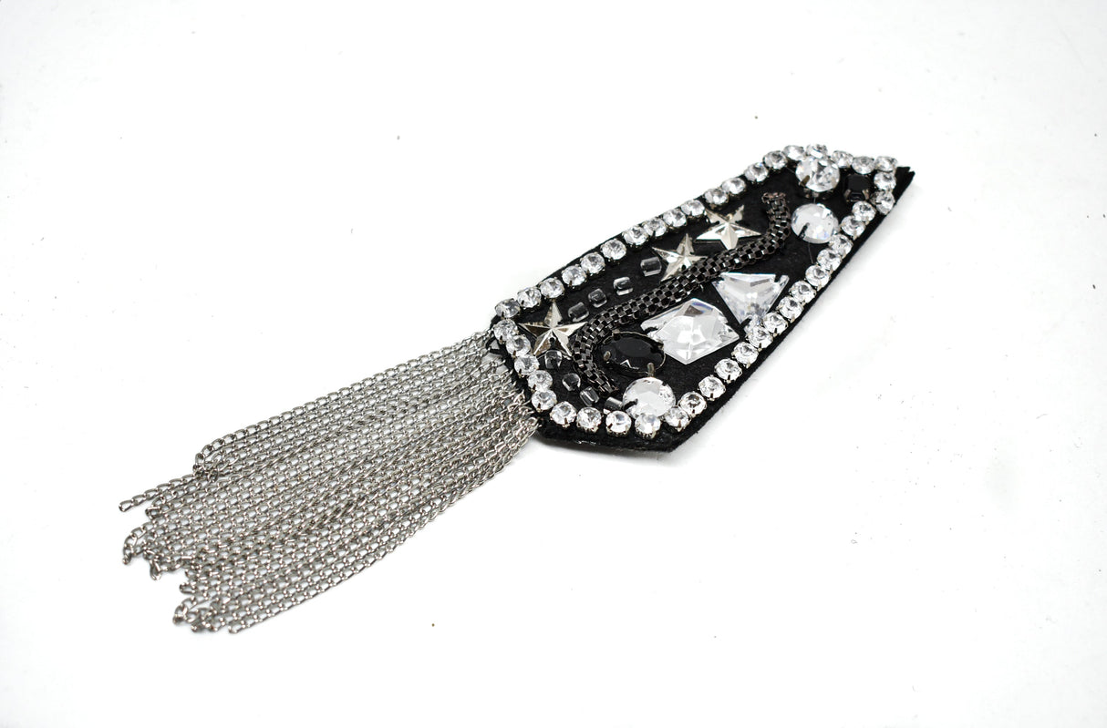 Rhinestone Shoulder Pads with Tassel Chain