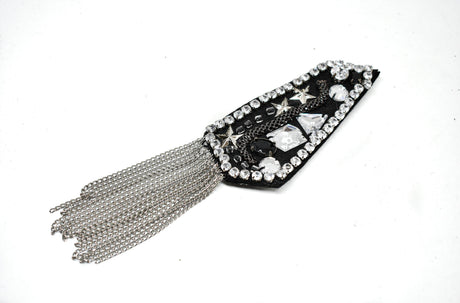 Rhinestone Shoulder Pads with Tassel Chain