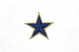 Embroidered Star Applique Blue Gold 1.75"