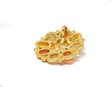Rhinestone Flower Brooch Orange 2"