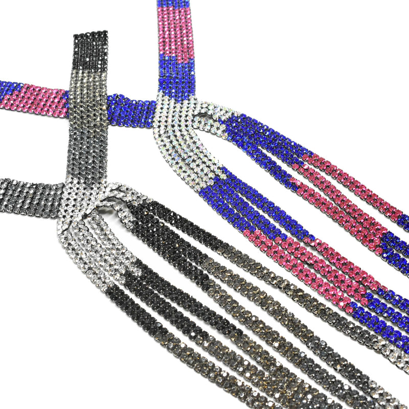 Rhinestone Applique Tri-Color 19.5"