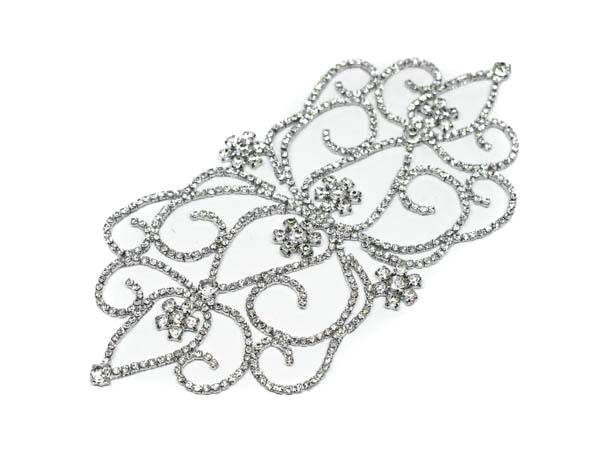 Rhinestone Crystal Applique Floral 7 x 4