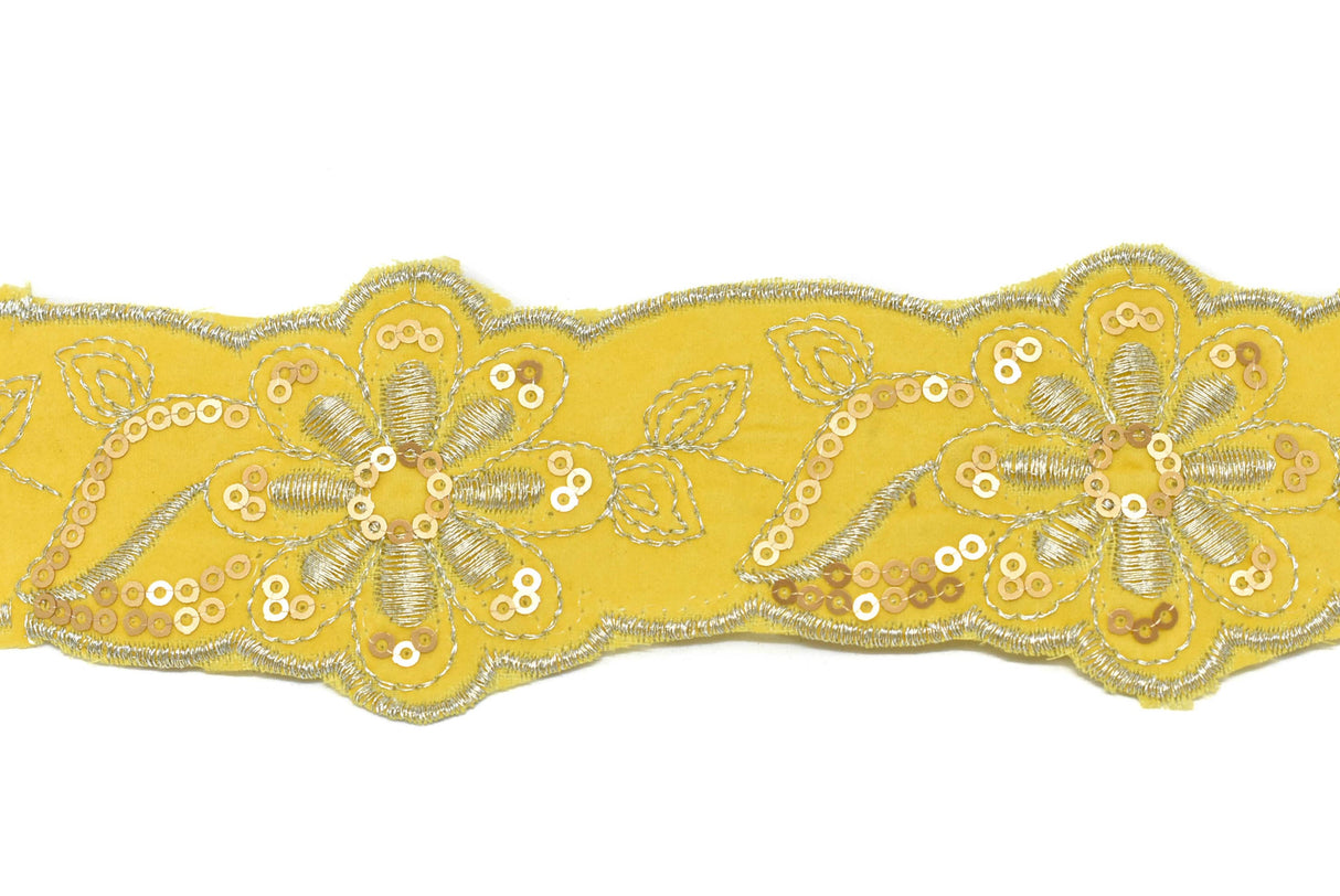 Jacquard Ribbon Floral Sequins 2.13in