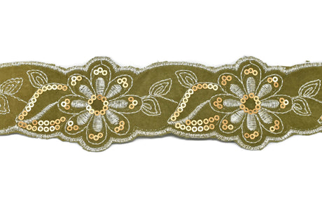 Jacquard Ribbon Floral Sequins 2.13in