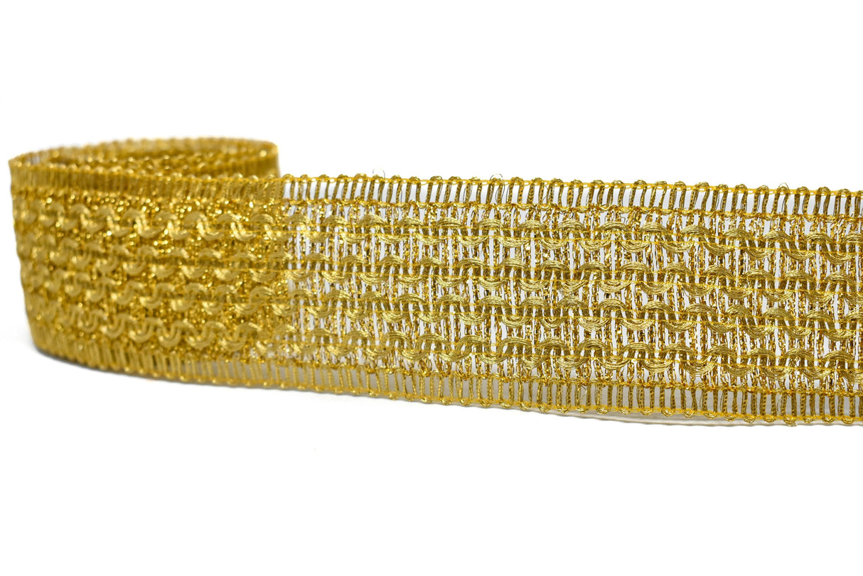 Metallic Trim Rippled Wavy Gold 1.75"