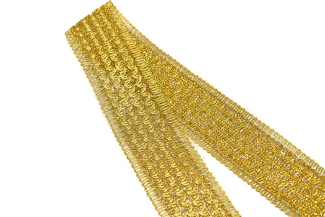 Metallic Trim Rippled Wavy Gold 1.75"