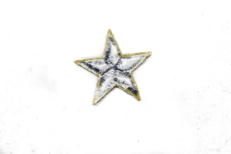 Embroidered Star Applique Blue Gold 1.75"