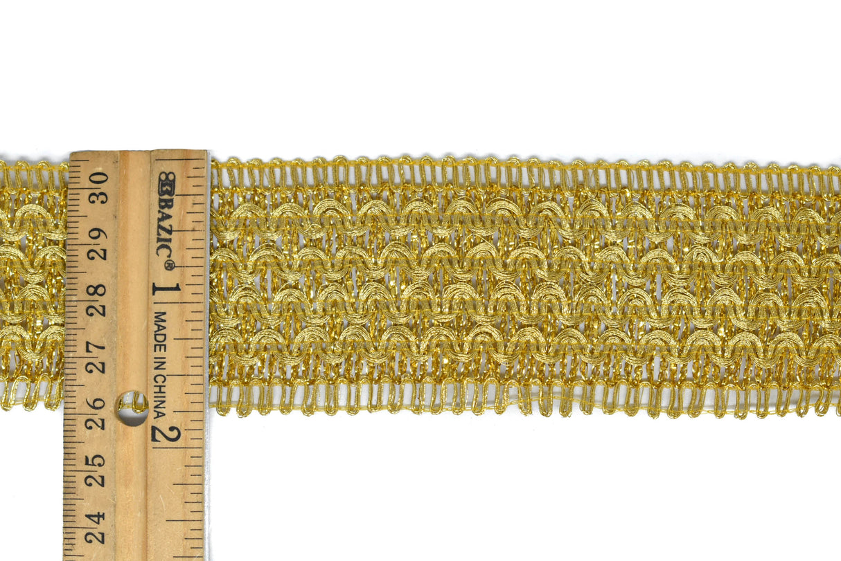 Metallic Trim Rippled Wavy Gold 1.75"