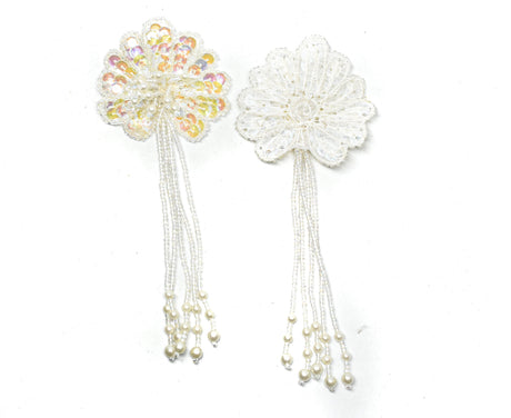 Sequin Flower Applique with Pearls