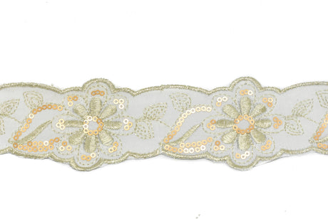 Jacquard Ribbon Floral Sequins 2.13in