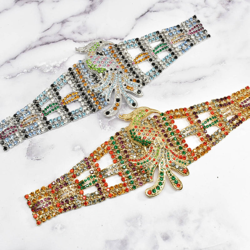 Rhinestone Bird Buckle Applique